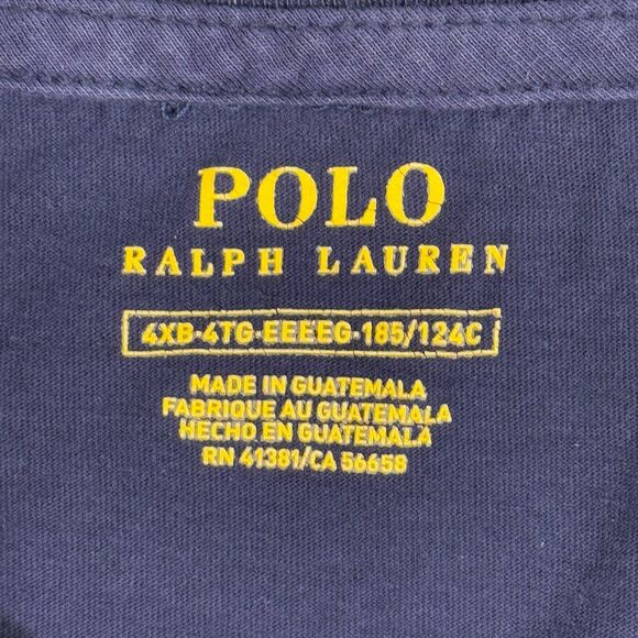Polo Ralph Lauren Mens 4XB T-Shirt Navy Blue Crewneck Rainbow Jockey Big & Tall - Picture 4 of 5